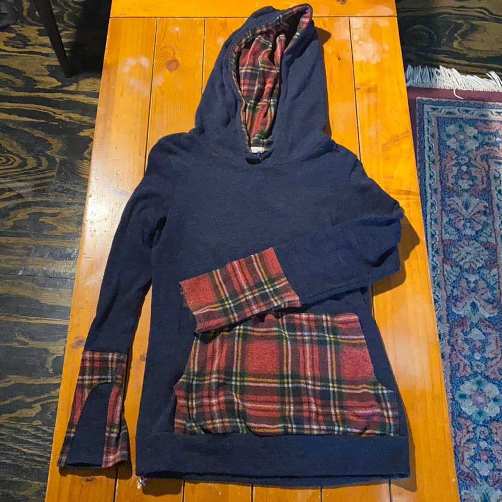 Cute blue and plaid hoody